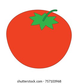 Tomato cartoon. Outlined illustration with thin line black stroke