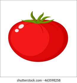 Tomato in a cartoon -style logo . Icon tomato . Isolated object . Vegetables from the farm . Organic food . Vector illustration , packaging .