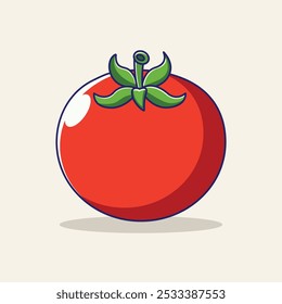 Tomato Cartoon Vector Icon Illustration. Food Nature Icon Concept Isolated Premium Vector. Flat Cartoon Style