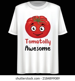 Tomato, Cartoon, Vector illustration, Funny Lettering, T-Shirt design.