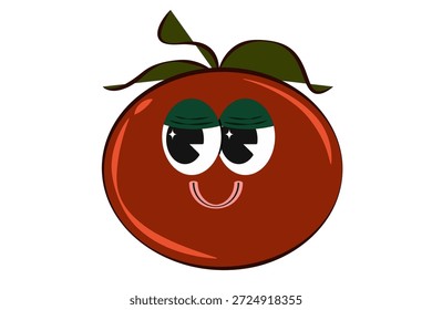 Ilustração de vetor de desenhos animados de tomate isolada sobre fundo branco. desenhado à mão. Tomate para design de tecido, impressão têxtil, papel de embrulho, tampa. Ilustração vetorial.
