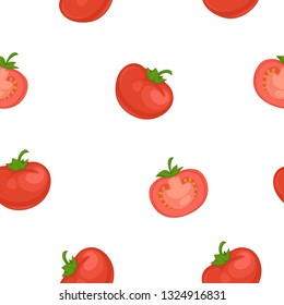 Tomato cartoon vector seamless pattern on white background.