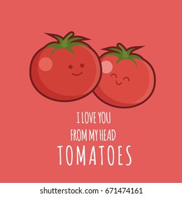 tomato character cartoon couple flat illustration