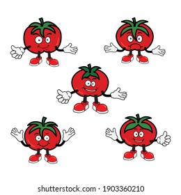 Tomato character cartoon design isolated on white background.