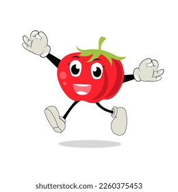 Tomato character, cartoon tomato with many expression, hand and leg. Cartoon funny character with many expressions