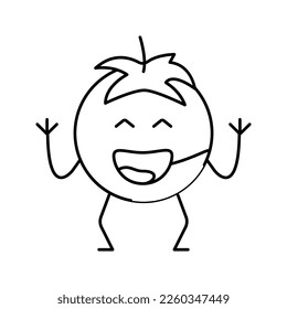 tomato character line icon vector. tomato character sign. isolated contour symbol black illustration