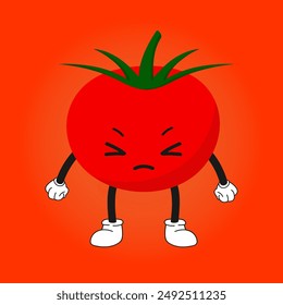 Tomato character mascot. Anthropomorphic vegetable