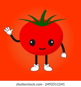 Tomato character mascot. Anthropomorphic vegetable