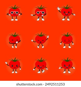 Tomato character mascot. Anthropomorphic vegetable