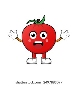 Tomato character mascot vector illustration. Mascot illustration isolated on white background