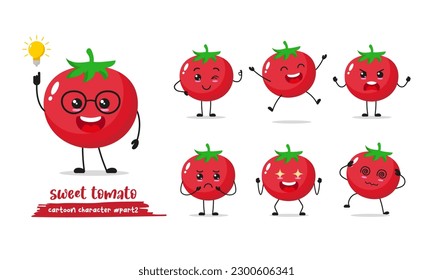 Tomato Character Set With Eyeglasses and Lamp