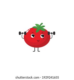 Tomato character who is raising both hands with a cute expression
