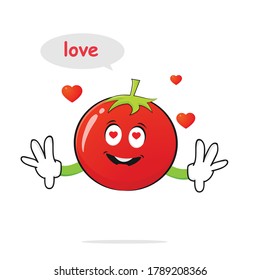 Tomatenfiguren verlieben sich auf weißem Hintergrund - Vektorgrafik