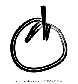 tomato or cherry icon in calligraphy style illustration