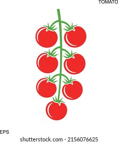 Logo de Tomato Cherry. Tomate aislado sobre fondo blanco