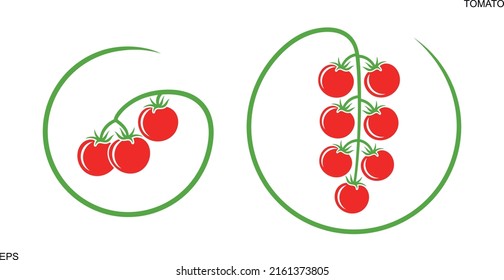 Tomato Cherry logo. Isolated tomato on white background