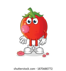 vector de goma de mascar tomate. personaje de caricatura