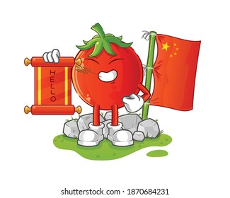 Tomatenkartoon in China. Cartoon-Maskottvektor