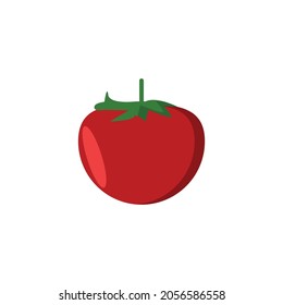 Tomato clipart flat element vector illustration in red and green color