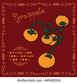 Tomato cluster with typography