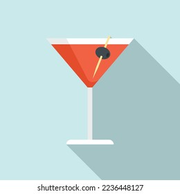 Tomato cocktail icon flat vector. Juice drink. Glass beverage