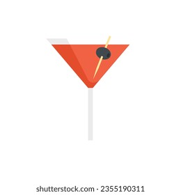 Tomato cocktail icon flat vector. Juice drink. Glass beverage isolated