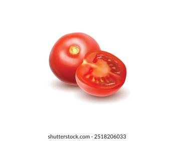 colección de tomate. Tomates de Vector fotorrealistas sobre fondo transparente