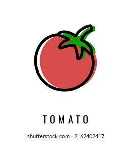 Tomato color Icon. Vector illustration cherry Tomato in Line style. Isolated Vegetable Logo. Stylish solution for app or website.