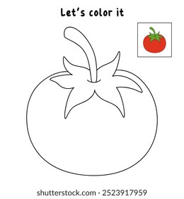 Tomato coloring pages for kids. Trace and color tomato. Tomato vegetable clipart outline  vector. Coloring book for kids. Kindergarten and preschool worksheets printable for kids. 