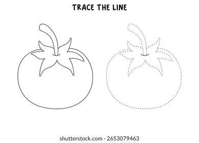 Páginas de coloração de tomate para crianças. Trace e colorido Tomate. Tomate Vegetal Flashcard para crianças. Atividade divertida colorir Tomate Vegetable para jardim de infância e pré-escola.