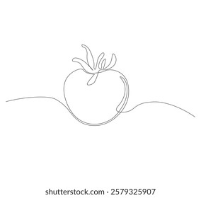 tomato continuous line drawing.white background,Tomato single line illustration,fresh tomato fruit vegetable line art,abstract red shaped single line tomato icon,