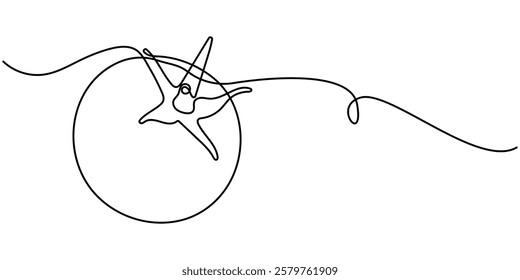 tomato continuous one line drawing, Abstract red shaped tomato. single line tomato icon, One continuous line drawing Tomato vegetable.