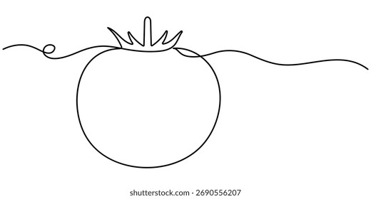Ilustración vectorial de contorno aislado de estilo minimalista de dibujo de una línea continua de tomate. 