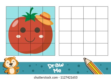 Tomato Copy the picture. Coloring book. Educational game for children