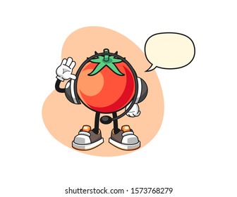 Tomato costumer cervices with speech bubble cartoon. Mascot Character vector.