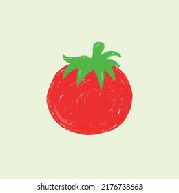 Tomato Crayon Style Illustration, Tomato Logo, Tomato Crayon Style Logo