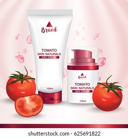 tomato cream in white tube bottle vector illustration