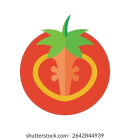 Arte vectorial de acuarela de sección transversal de tomate