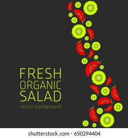 Tomato, cucumber, abstract vegetable postcard, fresh organic vegetables, vector illustration, organic food, healthy eating, vector background