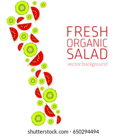 Tomato, cucumber, abstract vegetable postcard, fresh organic vegetables, vector illustration, organic food, healthy eating, vector background
