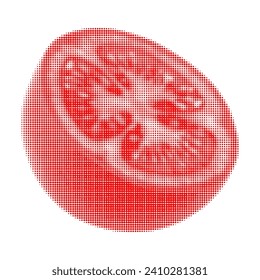 corte de tomate por la mitad, aislado en fondo blanco