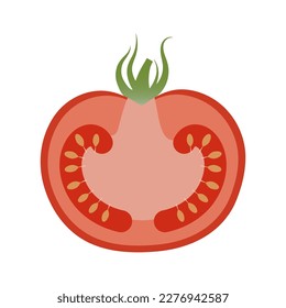Recorte de tomate en fondo blanco, icono vector