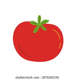 Tomato in cute cartoon flat style. Vector food illustration.