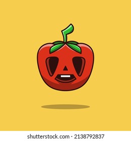 Tomato cute character emotion emoticon logo design vector. Colorful sticker art with soft background. Abstract graphic illustration.