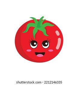 Tomato cute character. Tomato minimalist style isolated on a white background. The illustration is Suitable for menu books, t-shirts, stickers, etc.