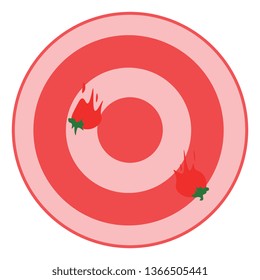 Tomato dart board game vector or color illustration
