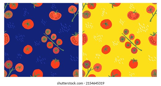 Patrón de doodle de tomate perfectamente ilustrado