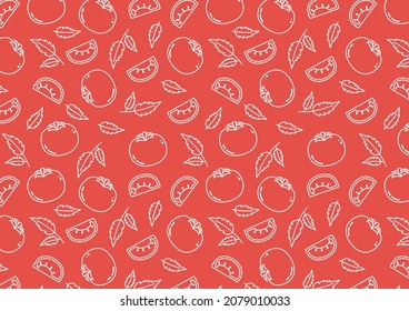 Tomato Doodle Pattern. Wallpaper. Tomato Symbol. Sign. Background.