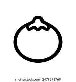 Tomato in doodle style isolated on white background. Signature icon. Outline vector illustration. Can be used as an icon or symbol. Decorative element. Hand drawn black sketch.