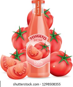 tomato drink bottle .illustration vector